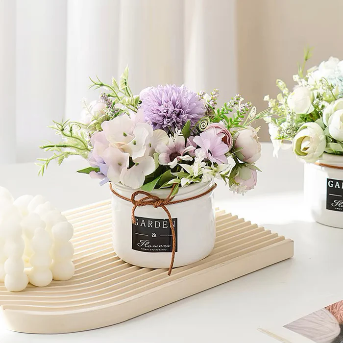 Ceramic Potted Planter Small - Purple Bunch