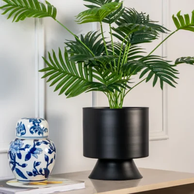 Vera Round Metal Planter Medium – Black