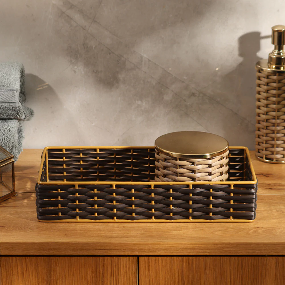 Weave Storage Tray Small - Brown Gold
