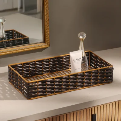 Weave Storage Tray Small – Brown Gold
