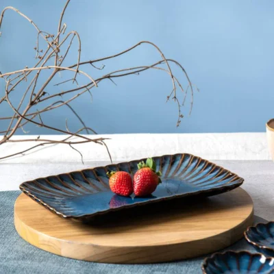 Mara Rectangular Plate – Deep Blue