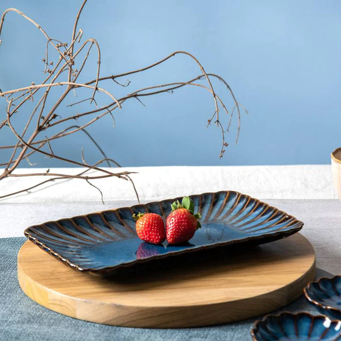 Mara Rectangular Plate - Deep Blue