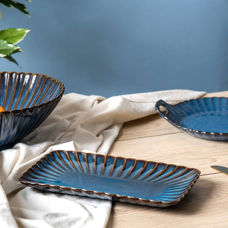 Mara Rectangular Plate - Deep Blue